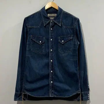 새상품급 이나바 착용 레미 리프 데미지 가공 인디고 데님 웨스턴 셔츠 L