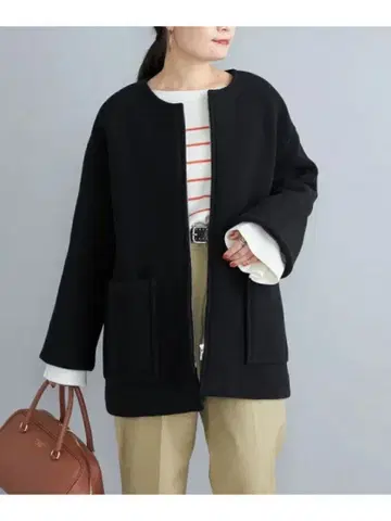 SHIPS 노카라 코트 블랙