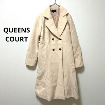 퀸즈 코트 더블 브레스트 코트 롱 코트 사이즈 1 핑크 베이지