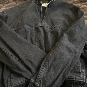 ZARA 하프 지퍼 데님 자켓 블랙