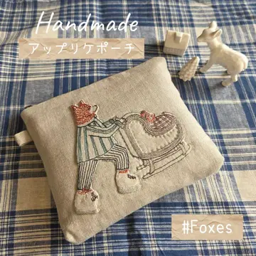 핸드메이드입니다 아플리케 린넨 파우치 밴드 포함
