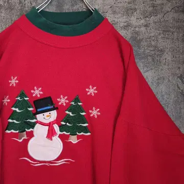 미국 빈티지 의류 빅 루즈 눈사람 맨투맨 스티치 자수 빈티지 90s