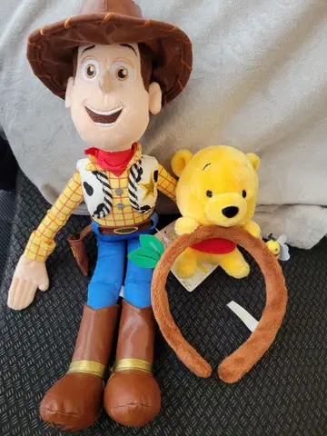 우디 봉제 인형 & 푸우 머리띠 도쿄 디즈니 리조트