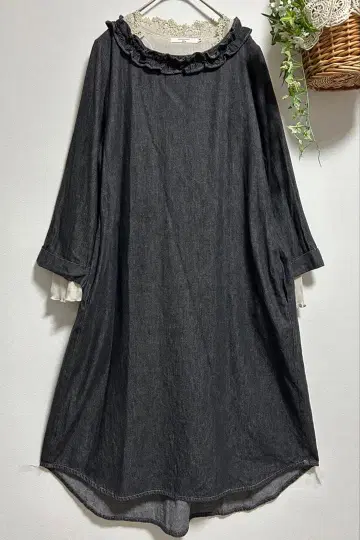 프릴 칼라 데님 원피스 사만사 모스모스 좋아하시는 분께