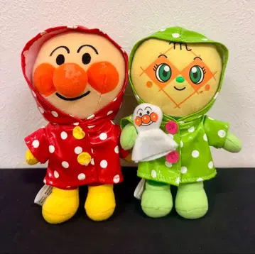 호빵맨 멜론빵나 레인코트 봉제 인형 세트