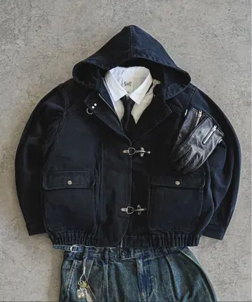 Bleme 빈티지 스타일 헤비 웨이트 파이어맨 지퍼 후드티