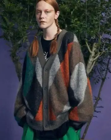 [ 새상품급 ] MAISON SPECIAL 모헤어 가디건 아가일 무늬