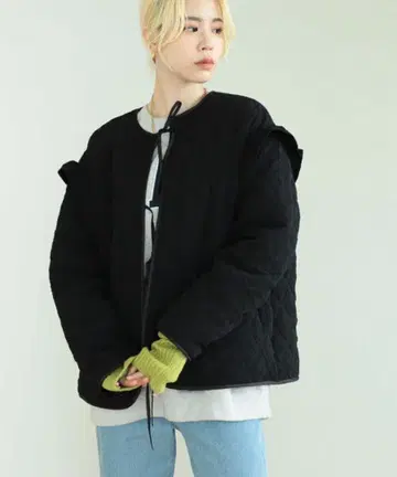 BeAMS DOT 리본 퀼팅 블루종