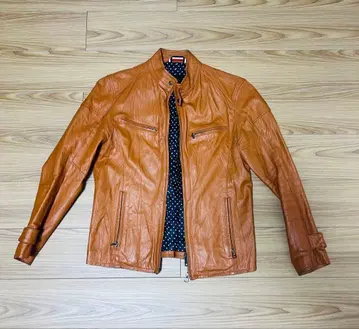 멘즈 비기 양가죽 라이더 가죽 자켓 브라운 L