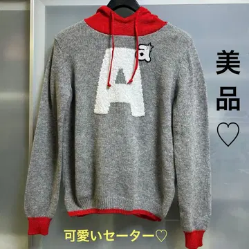 아르키비오 후드 부착 니트 스웨터 그레이/레드 사이즈 38