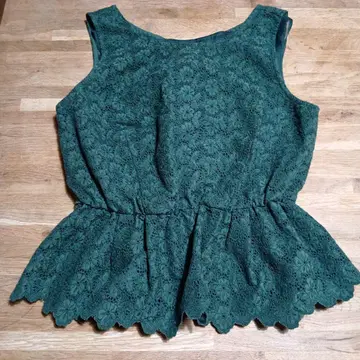 다크 그린 레이스 슬리브리스 튜닉