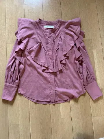 러그나문 레이온 혼방 프릴 핑크 긴팔 셔츠