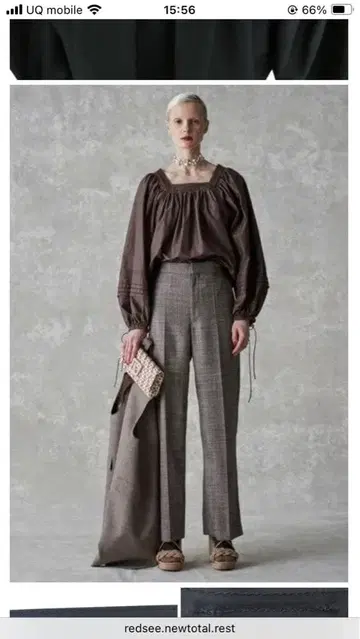 드로어 drawer 코튼 스퀘어 넥 핀턱 블라우스