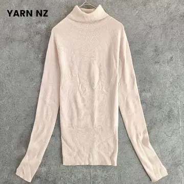 일본제 컨디션 최상 터틀넥 긴팔 니트 메리노울 S-M 베이지