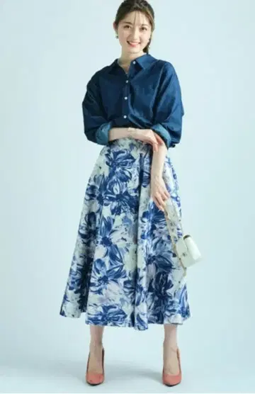 잡지 게재 새상품 플라워 프린트 스커트