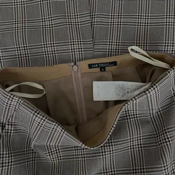 23구 타이트 스커트 체크 다크 브라운 계열