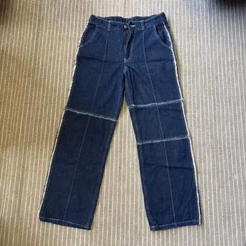 다크 블루 데님 L 사이즈 스트레이트 레그