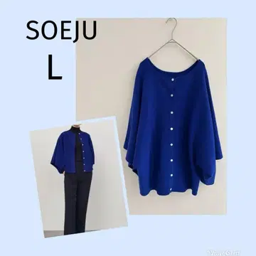 SOEJU 소쥬 2WAY 케이프 스타일 니트 블루 L