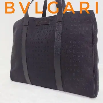 미사용 불가리 로고 매니아 토트백 블랙 캔버스