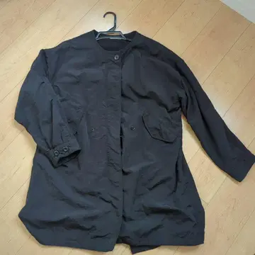 블랙 플리스 안감 롱 코트 M~L