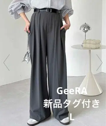 [택 포함 새상품] GeeRA 턱 슬랙스 와이드 팬츠