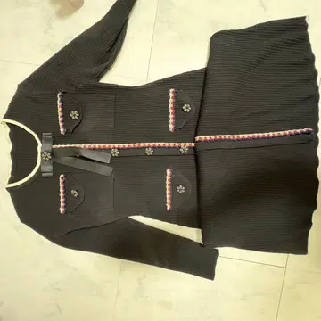 리브 블랙 니트 원피스