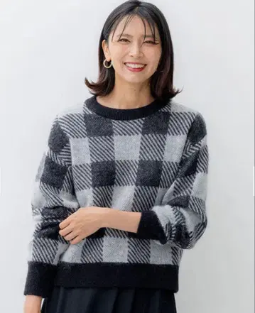 23구 [세탁 가능] 블록 체크 자카드 니트 미사용 새상품