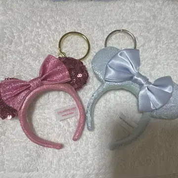 도쿄 디즈니 리조트 미니 마우스 머리띠 키체인 2개 세트