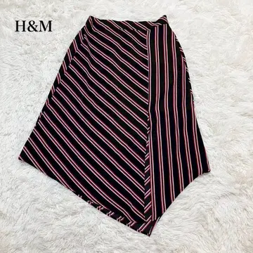 에이치앤엠 비대칭 스트라이프 스커트 플레어 A라인 오샤레