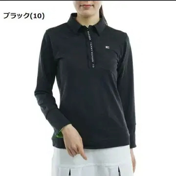TOMMY 골프 여성용 하프 지퍼 셔츠 블랙