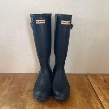 HUNTER 블랙 롱 부츠 버클 포함
