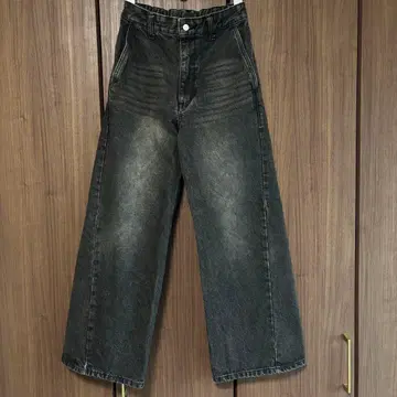 WYM LIDNM CURVED FLARE DENIM SLACKS