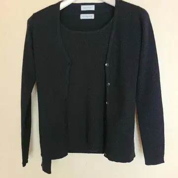 블랙 라메 가디건 스웨터 세트