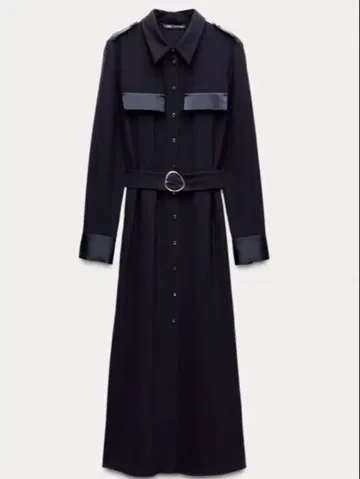 ZARA 자라 미디 롱 셔츠 원피스 네이비
