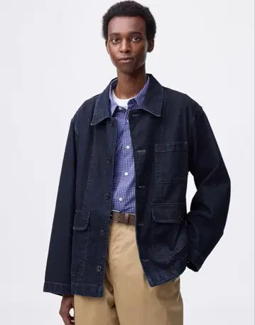 [ 새상품급 ] GU 데님 워크 자켓 네이비 s