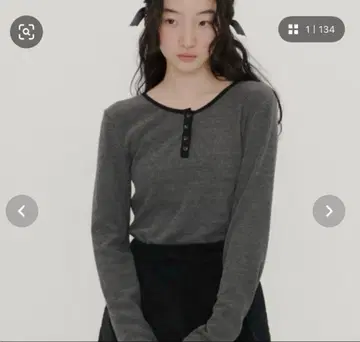 GIUNON 롱 슬리브 리브 상의 1 사이즈