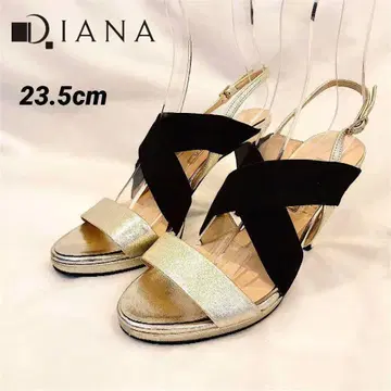 DIANA 크로스 스트랩 샌들 골드 블랙 23.5cm