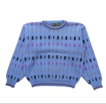 코튼 울 니트 스웨터 색스 블루