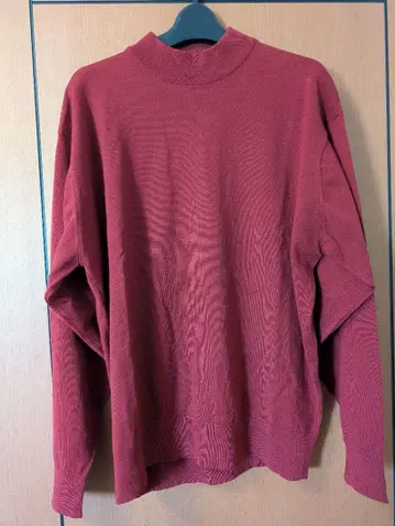 남성용 하이넥 니트 스웨터 모 100% 버건디 LL 리센트