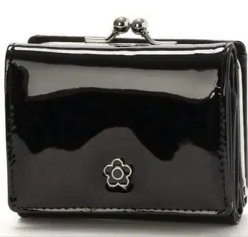 MARY QUANT 에나멜 에포 데이지 지갑 3단 폴더형 지갑 블랙