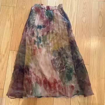 쉬폰 멀티 컬러 플레어 스커트