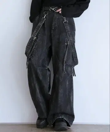 LILL 서스펜더 포함 블랙 데님 팬츠 L 사이즈