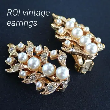 ROI 빈티지 귀찌 모조 진주 로이 코스튬 주얼리