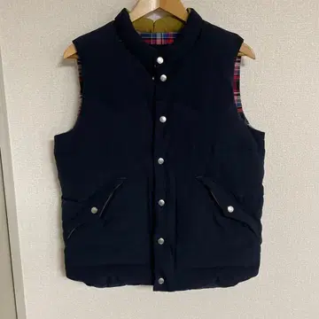 UNITED ARROWS 다운 베스트 L 네이비 체크 안감