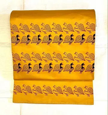 나고야 오비 풍부한 공작 순수 실크 중고