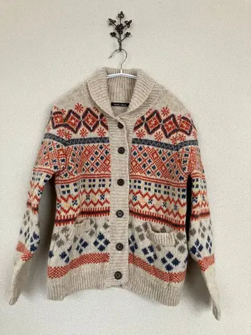 chambre de charme 노르딕 무늬 울 가디건