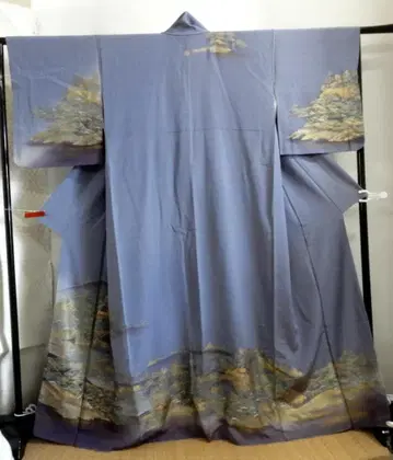 순수 실크 교토의 풍경 호몬기 금채 풀기 염색 하나 문