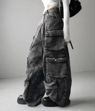 me+em select 와이드 카고 데님 팬츠