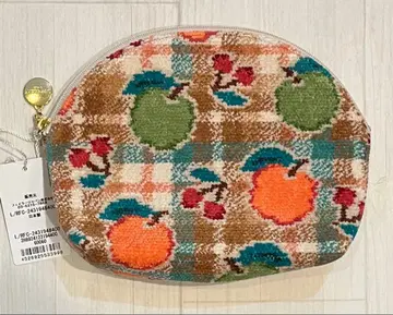 러브러리 바이 페이러 레트로 후르츠 체크 쉘형 파우치 M 베이지