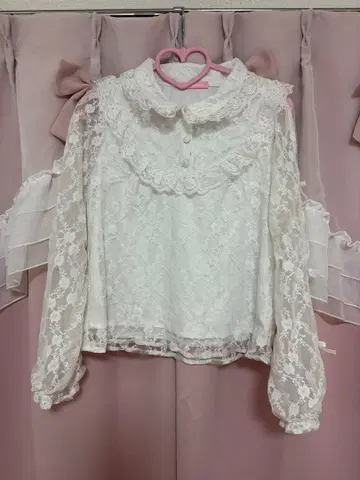 Honey Cinnamon 소매 리본 레이스 블라우스